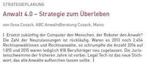 ABC AnwaltsBeratung Cosack - Mainz - Strategieplanung - Anwalt 4.0 - Artikel